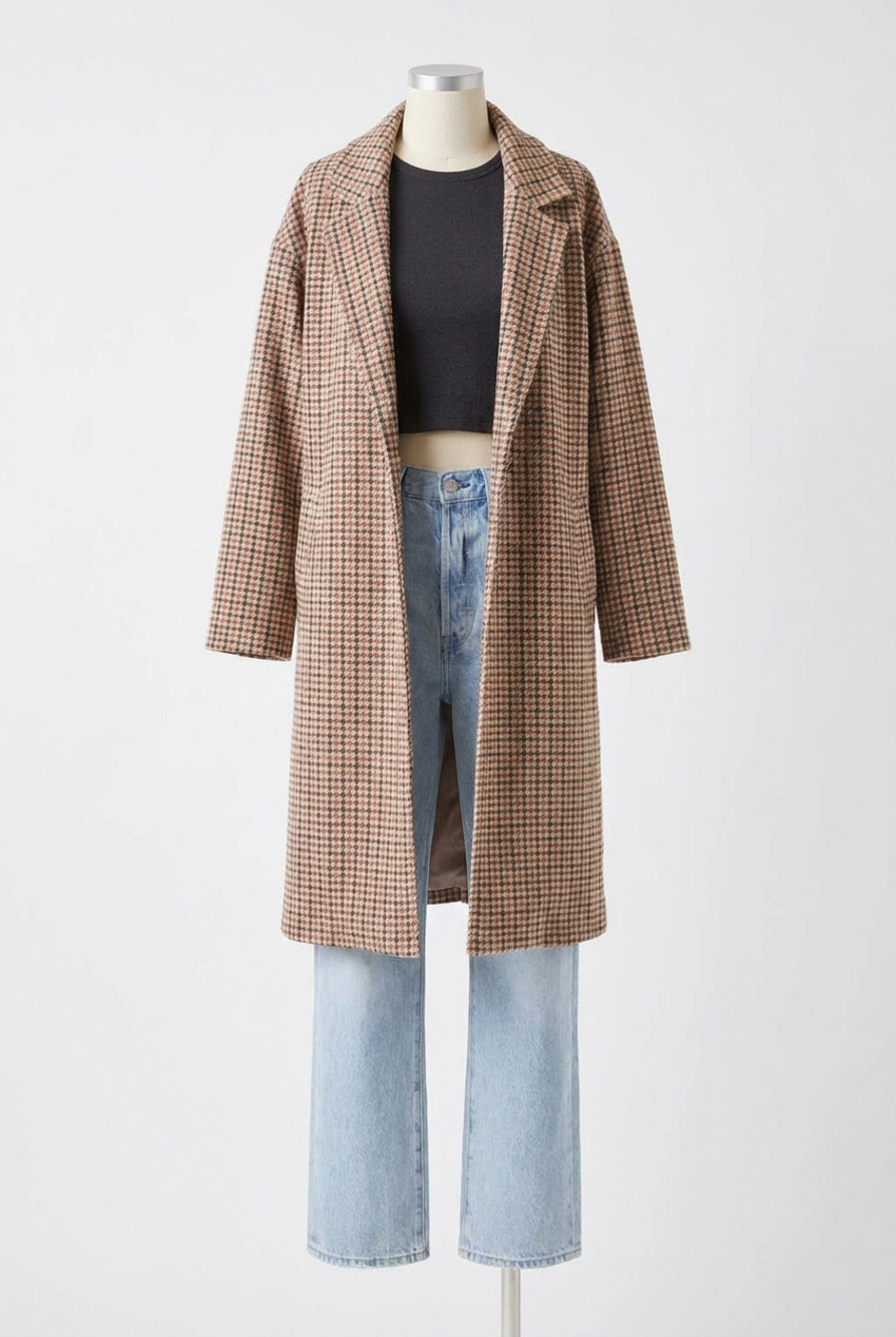 NEW MONROW teddy long jacket in taupe